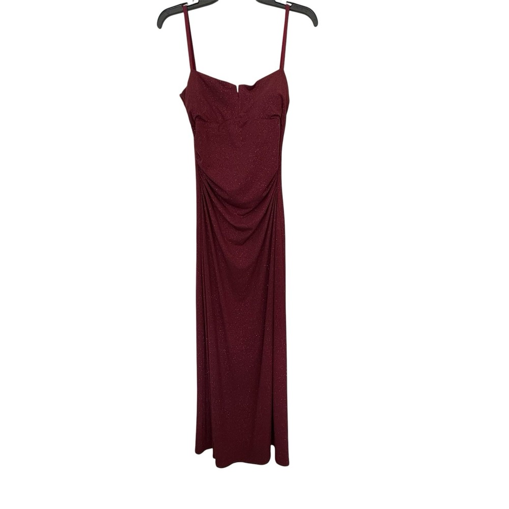 Y2K City Triangles Metallic Glitter Maxi Slip Dress Sz L Open Back Formal - Picture 3 of 9